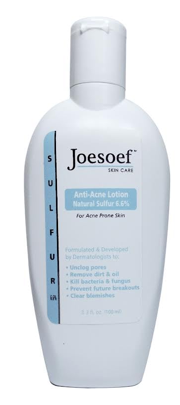 JOESOEF Skin Care sulfur lotion bottle with 6.6% formula for clearer skin