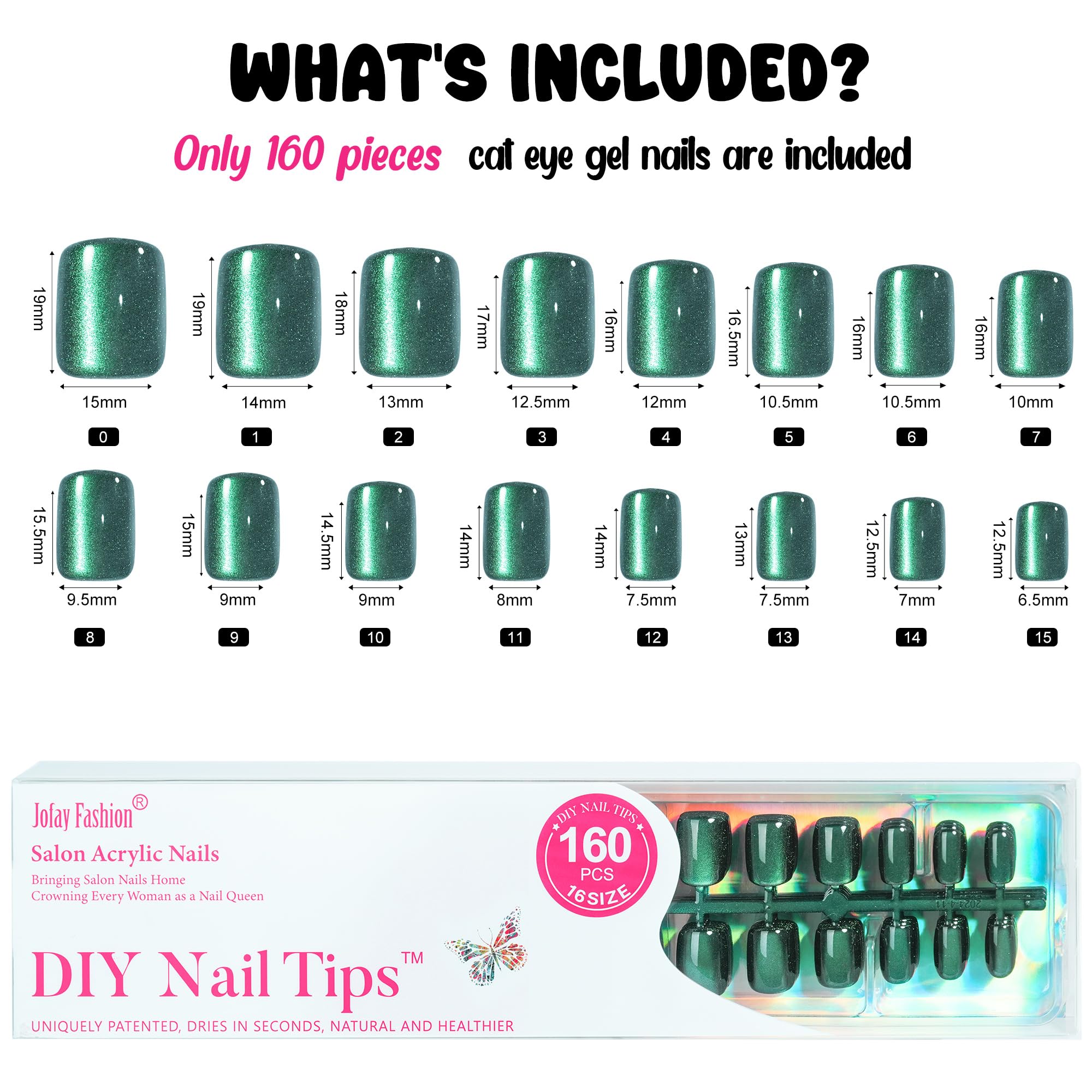 Jofay Bt Art Box Chameleon Cat Eye nails ready-to-apply with included glue