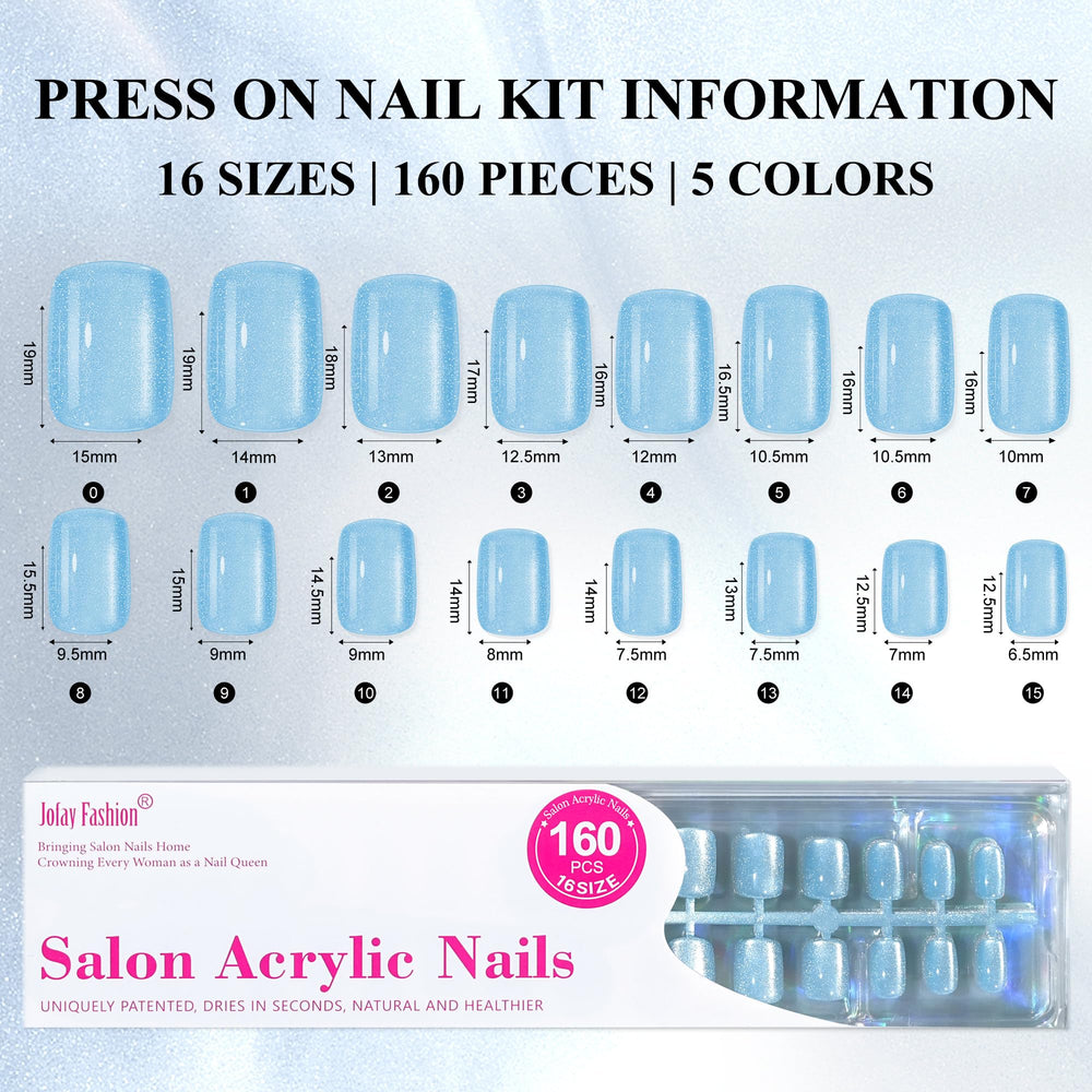Jofay Fashion 16-size nail tips for versatile fit.