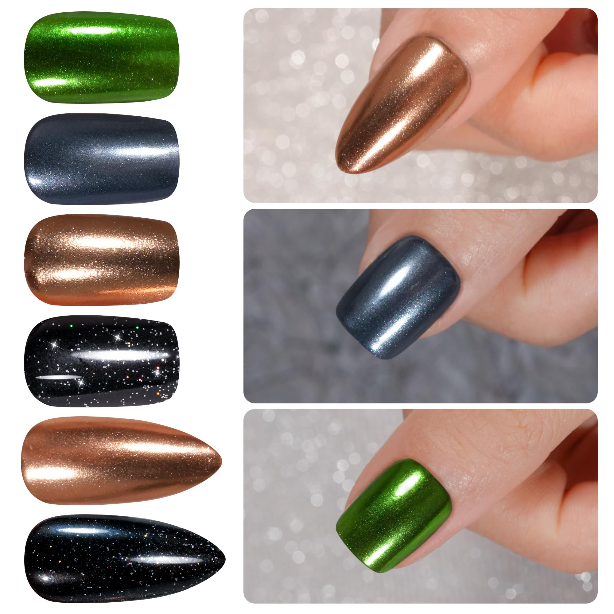 Jofay Fashion black glitter press-on nails for bold evening style