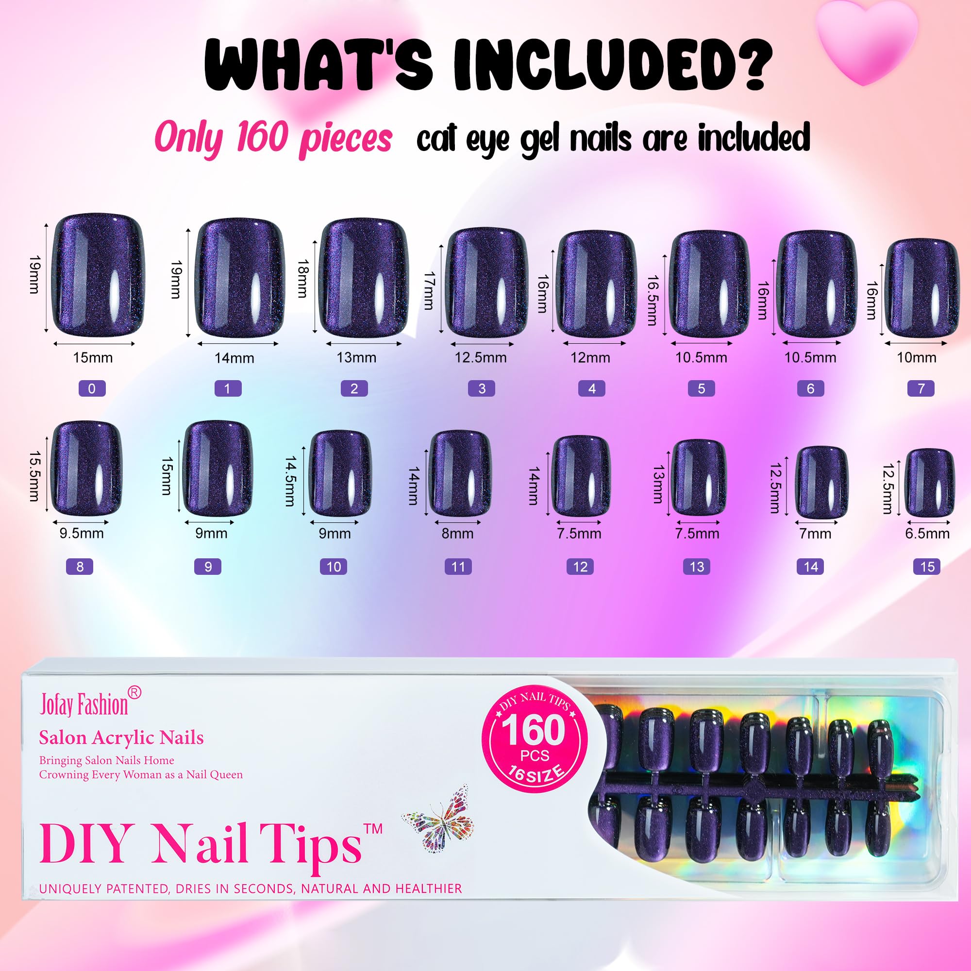 Jofay Fashion Bt Art Box nails in 5 styles for varied looks.