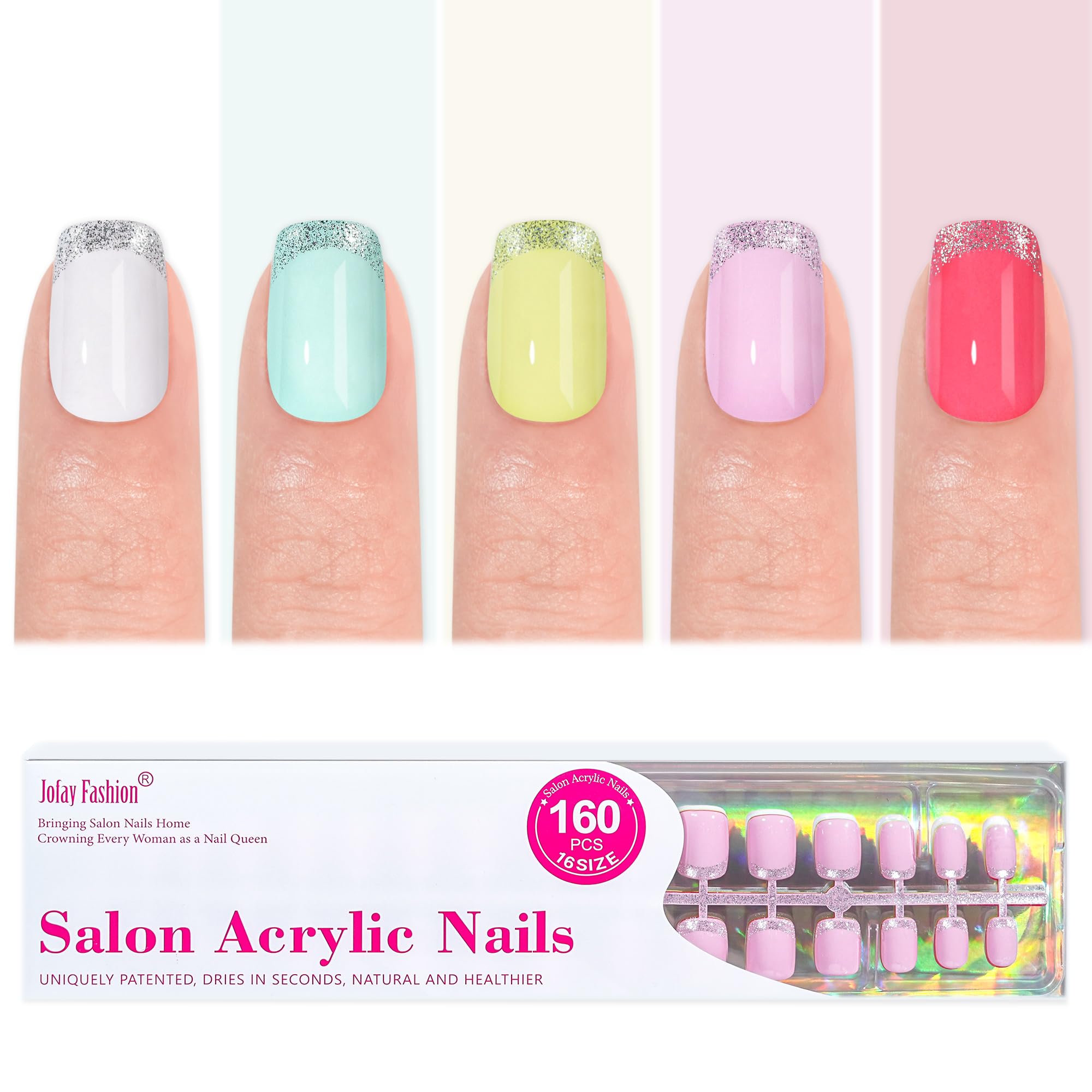 Jofay Fashion cat-eye nail tips in five styles provide a high-gloss, elegant finish.