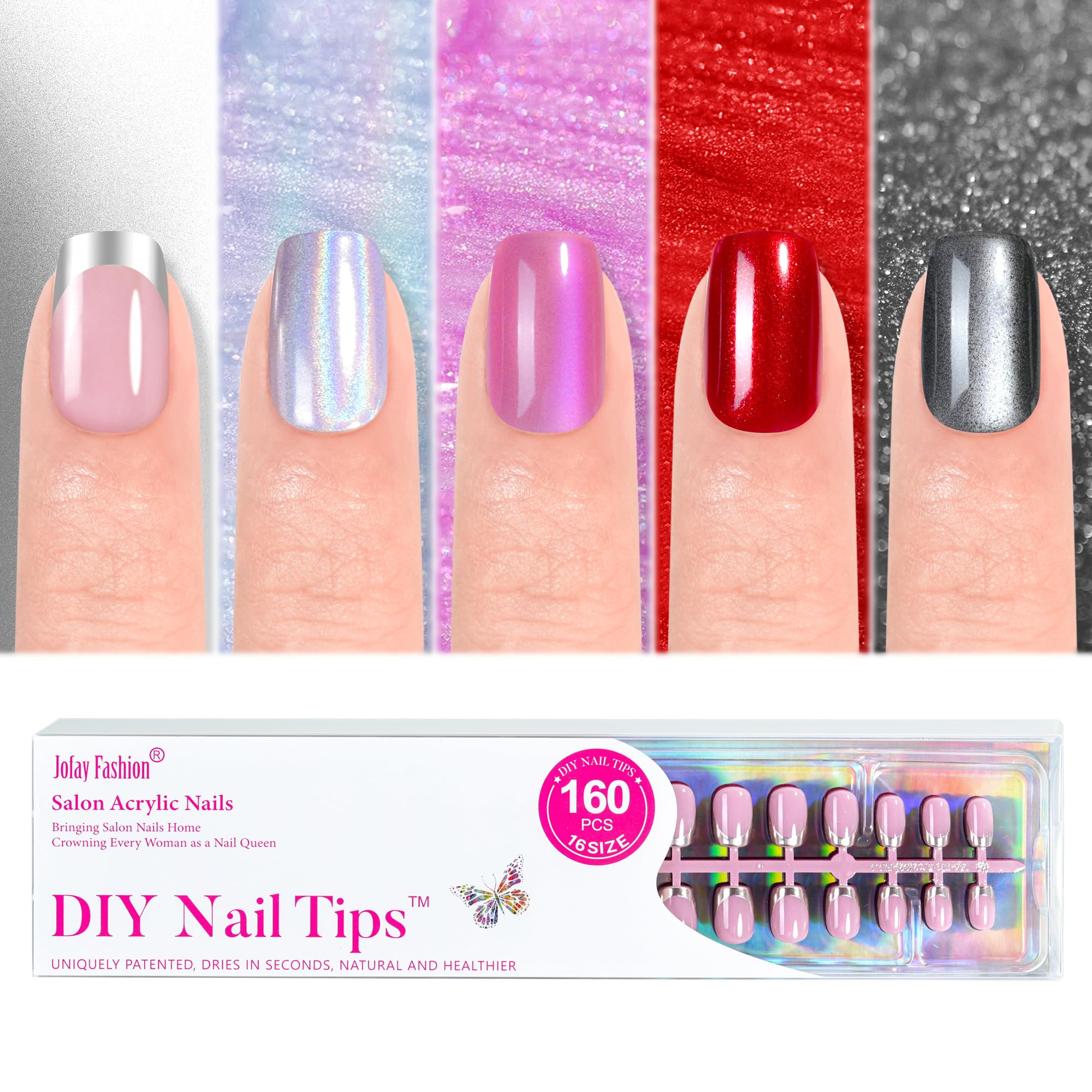 Jofay Fashion chrome French tip nails for a sleek salon look