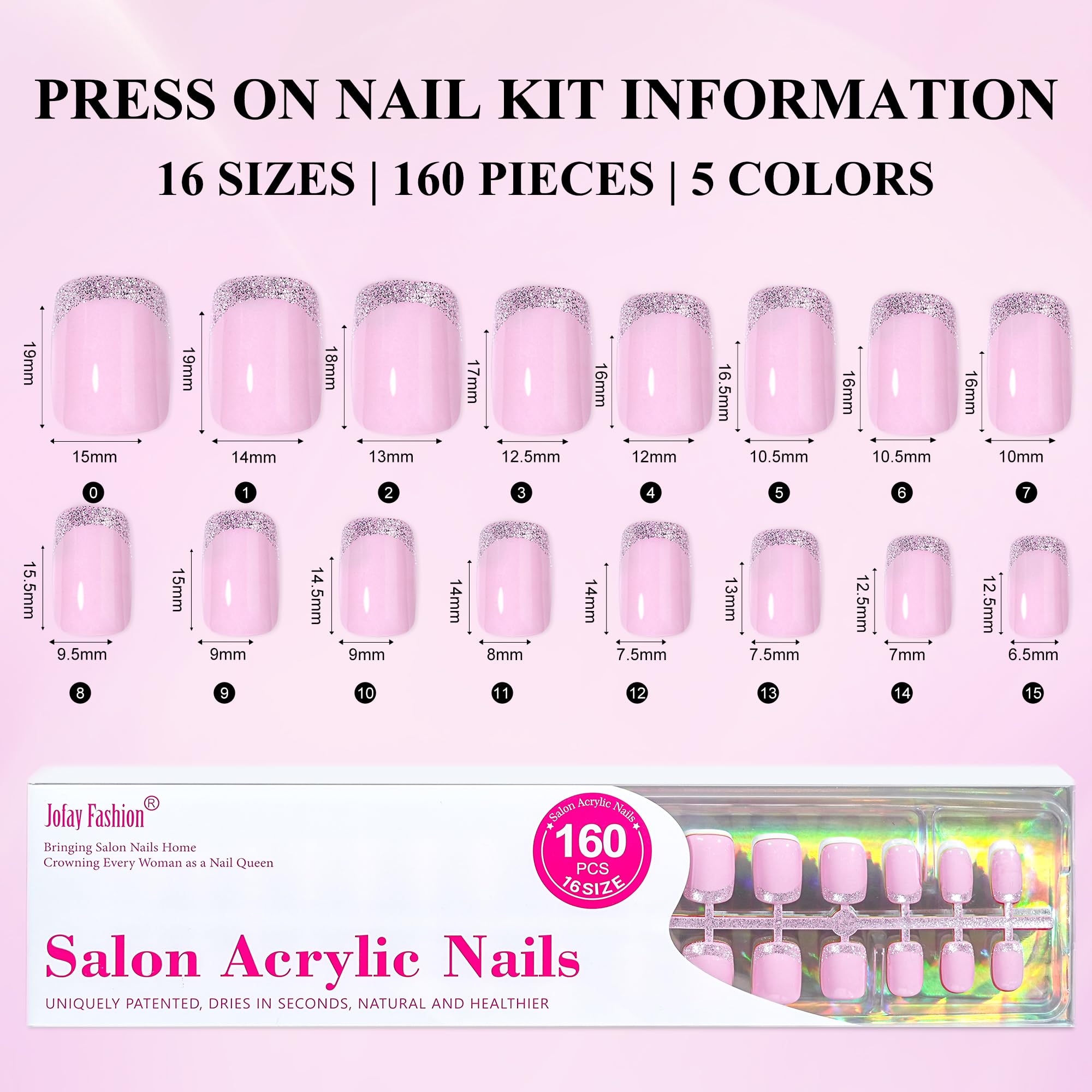 High-quality acrylic tips with soft gel for comfortable wear.