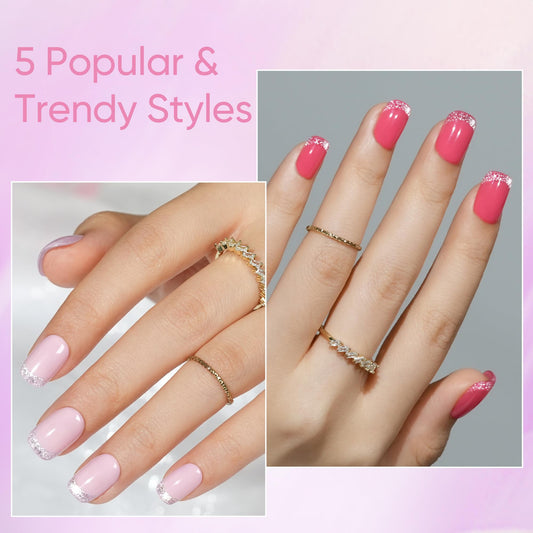 Cat-eye nails with glitter French tips offer crystal-clear shine for special occasions.