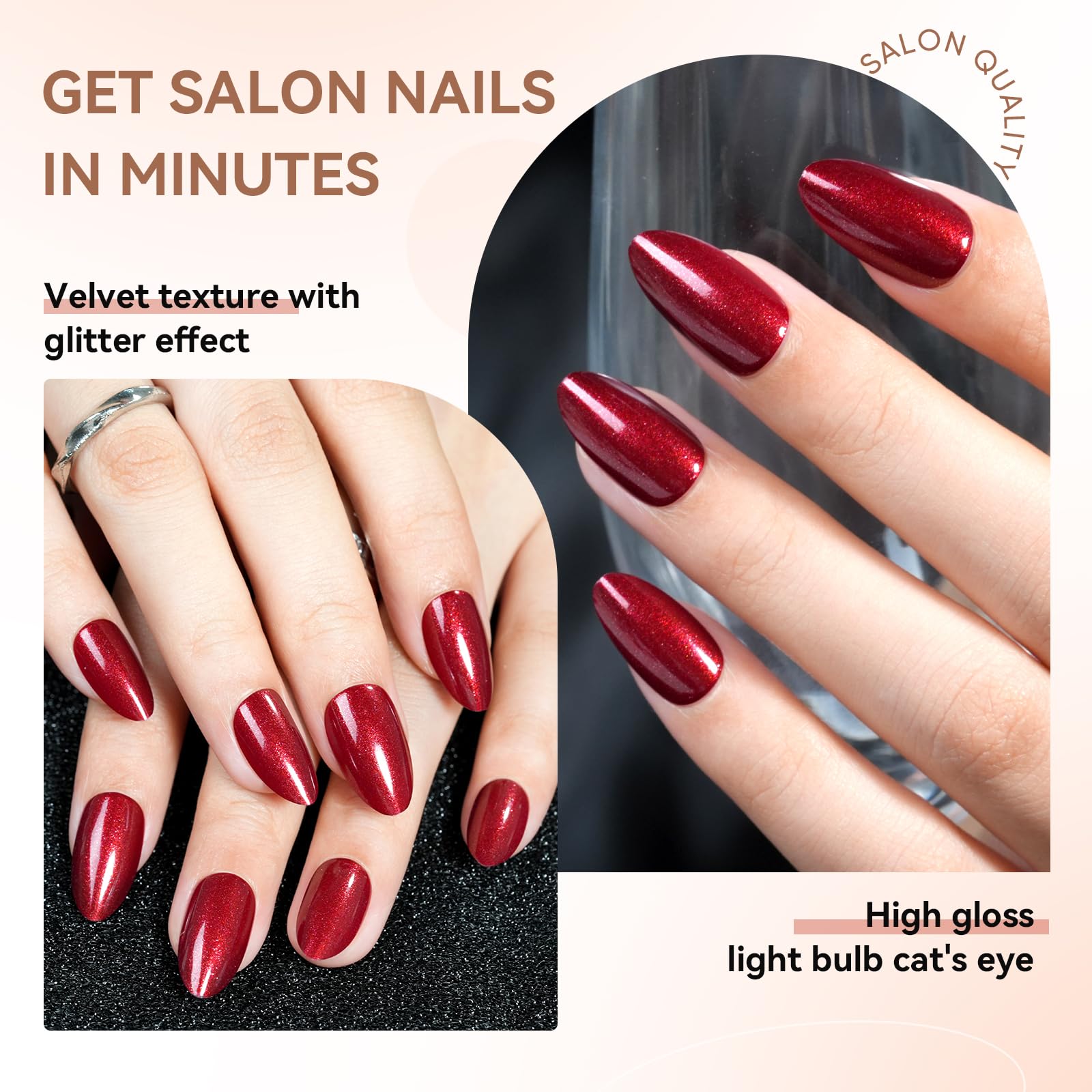 Jofay Fashion high-gloss protective gel on red nails for lasting shine