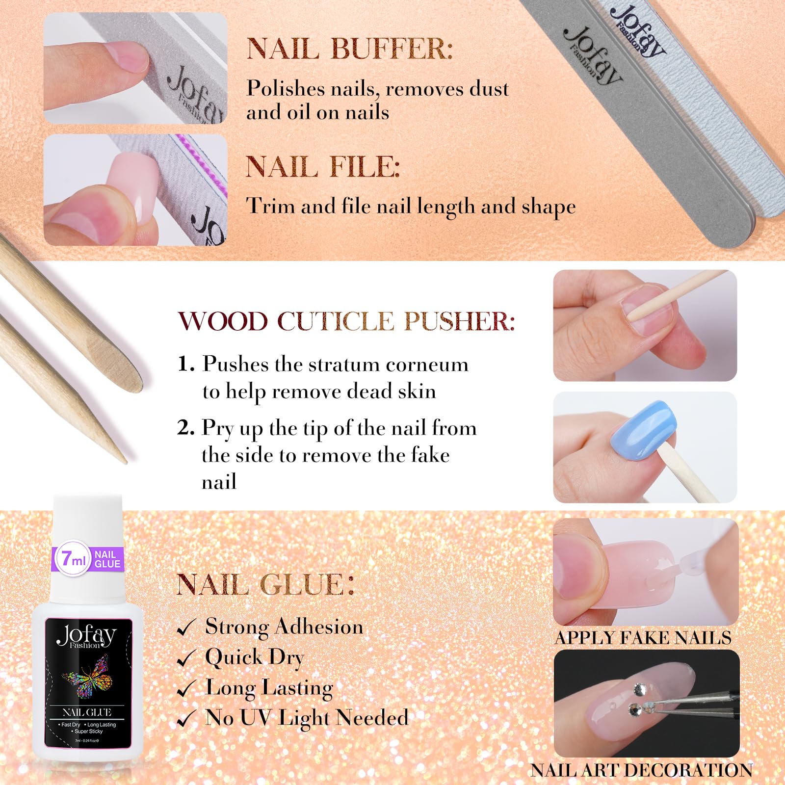 Jofay Fashion nail kit includes file polisher and tools for at home manicure