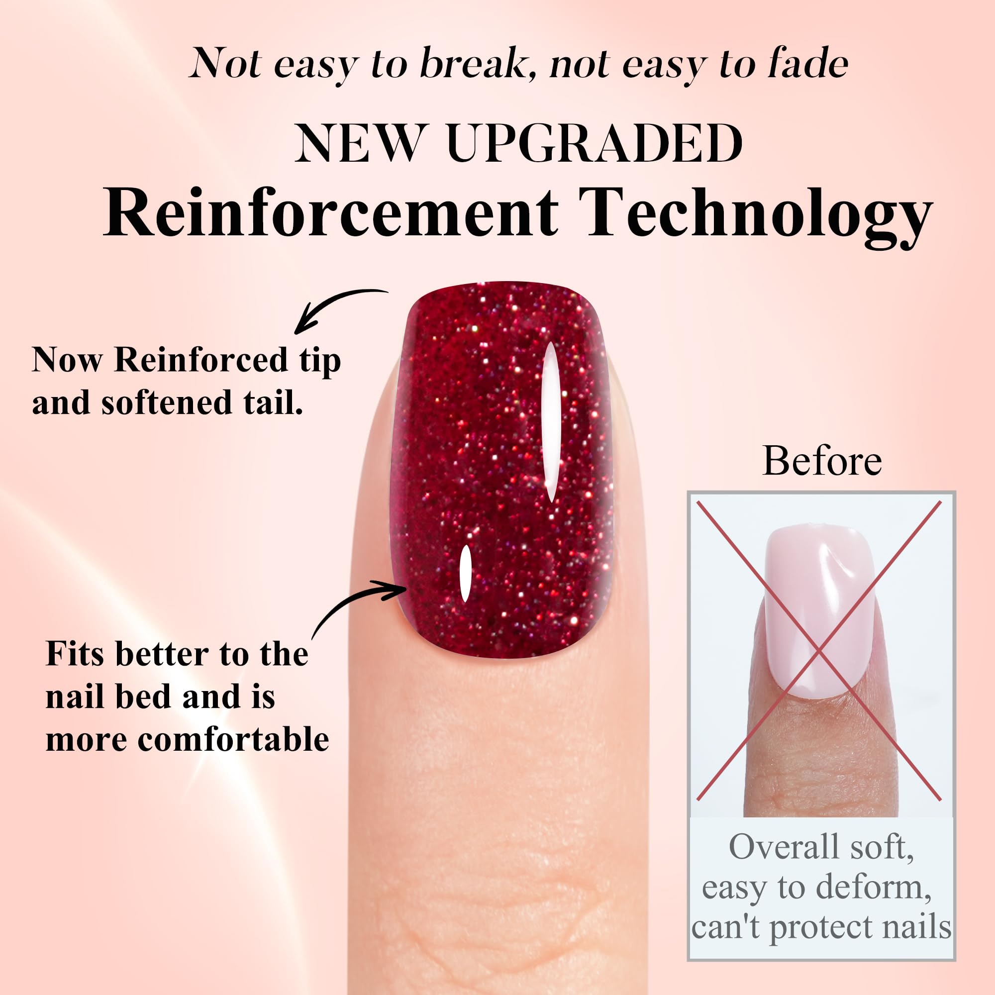 Jofay Fashion champagne glitter nails provide soft shine.