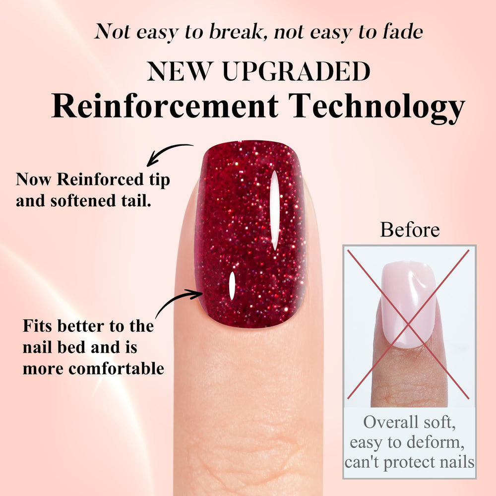 Jofay Fashion champagne glitter nails provide soft shine.