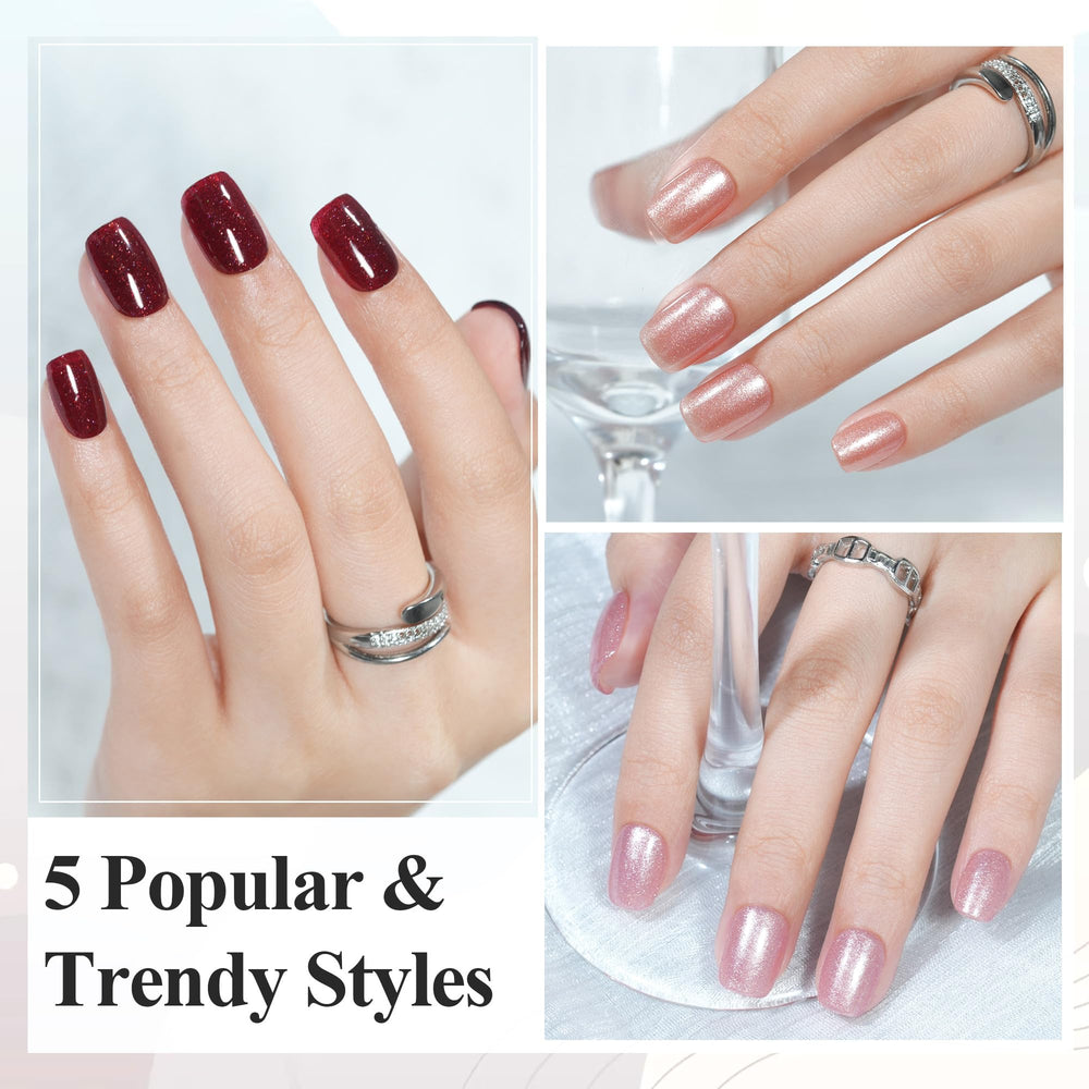 Jofay Fashion nude glitter nails for subtle everyday glamour.