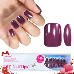 Jofay Fashion press on nails in dark purple chrome square close-up for salon-like results at home
