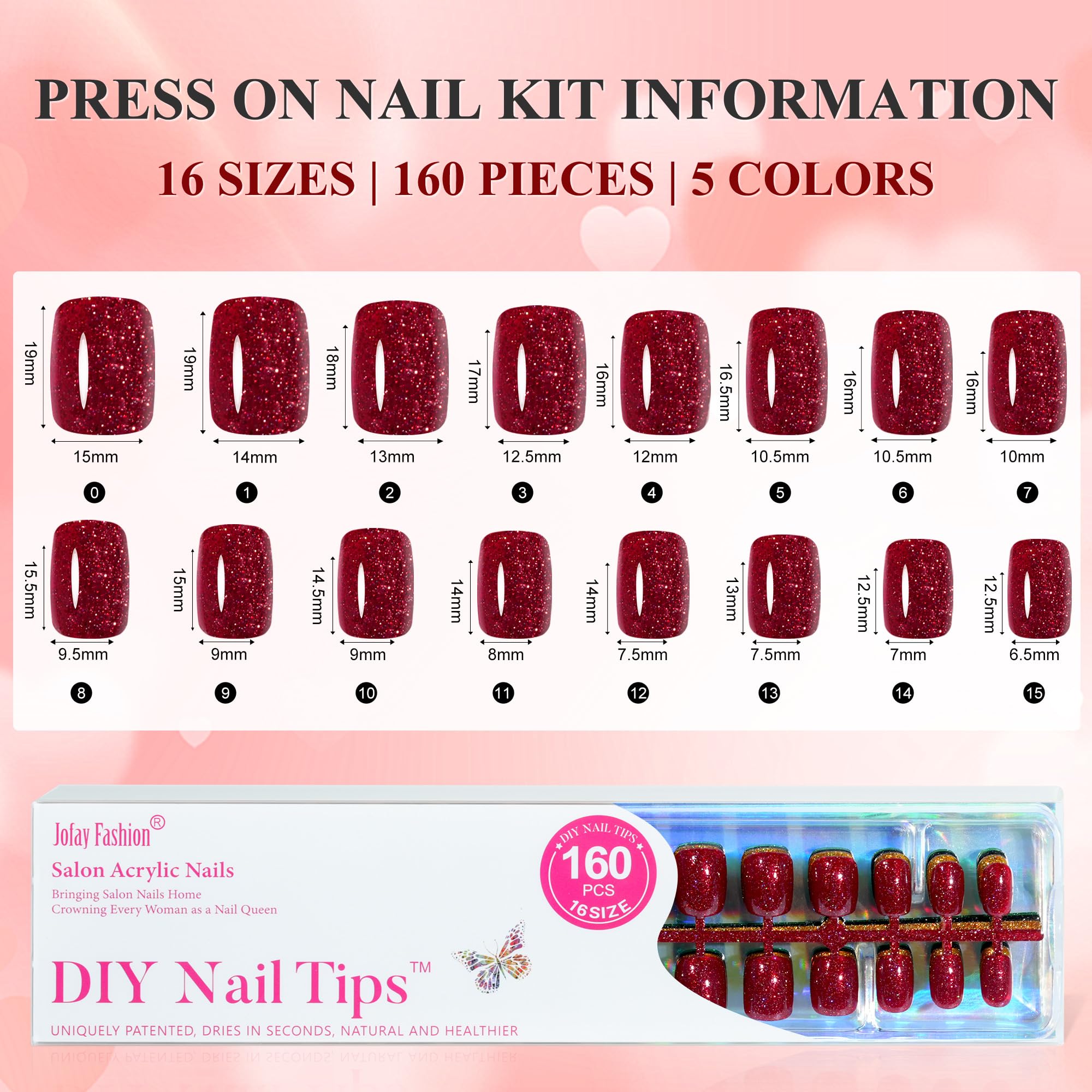 Jofay Fashion travel case with press-on nails for on the go use.