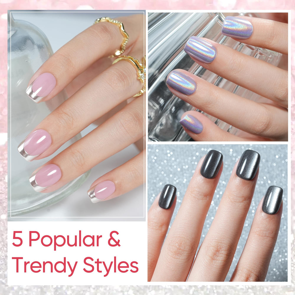 Jofay Fashion purple rainbow laser nails for eye-catching shimmer