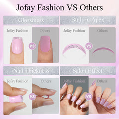 Square glue-on nails in 16 sizes fit securely for a natural look.