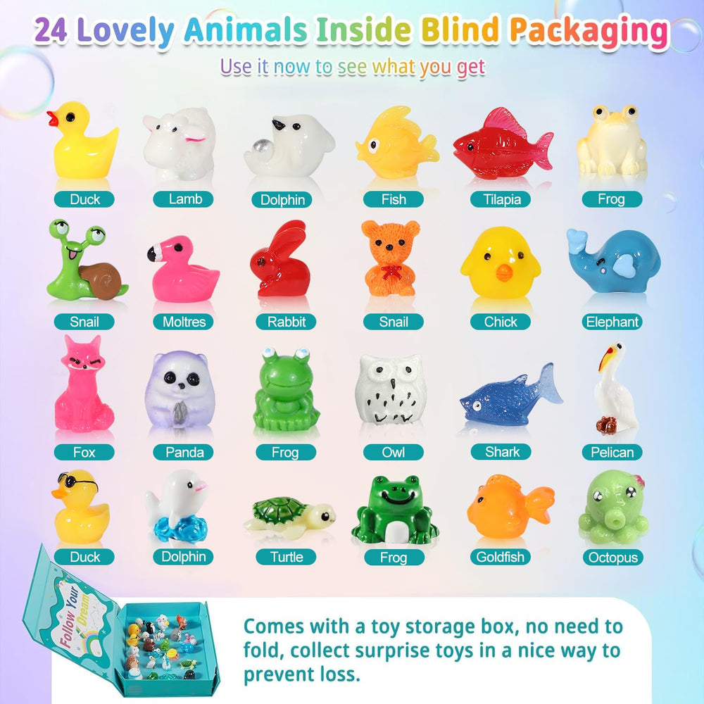 JOFEI bath bombs dissolve into colorful bubbles with animal toys inside.
