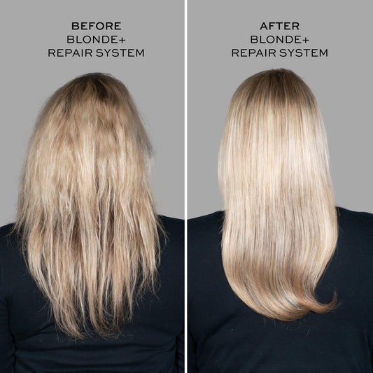 John Frieda Blonde Repair Shampoo label closeup highlighting vegan, dye-free care