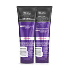 John Frieda Bundle in humidity defense scenario indicating stronger frizz resistance over time