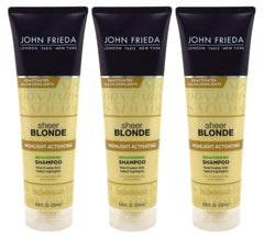 John Frieda Sheer Blonde bottle with sunflower and white tea imagery promotes hydrated highlights.