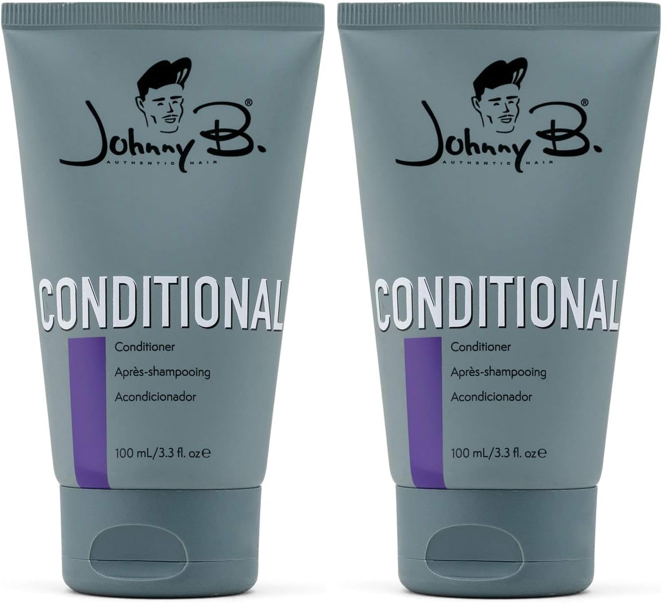 JOHNNY B. Conditional Conditioner bottle close-up, lightweight conditioning for easy styling.