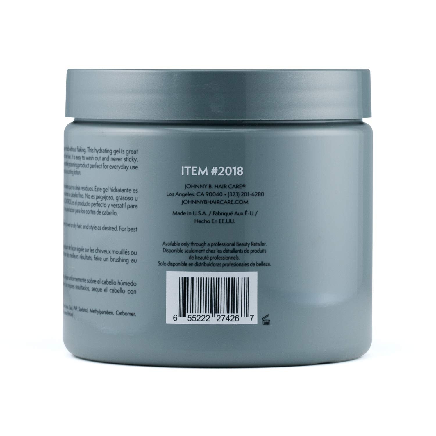 JOHNNY B. Control alcohol-free gel texture close-up showing smooth, non-sticky finish.