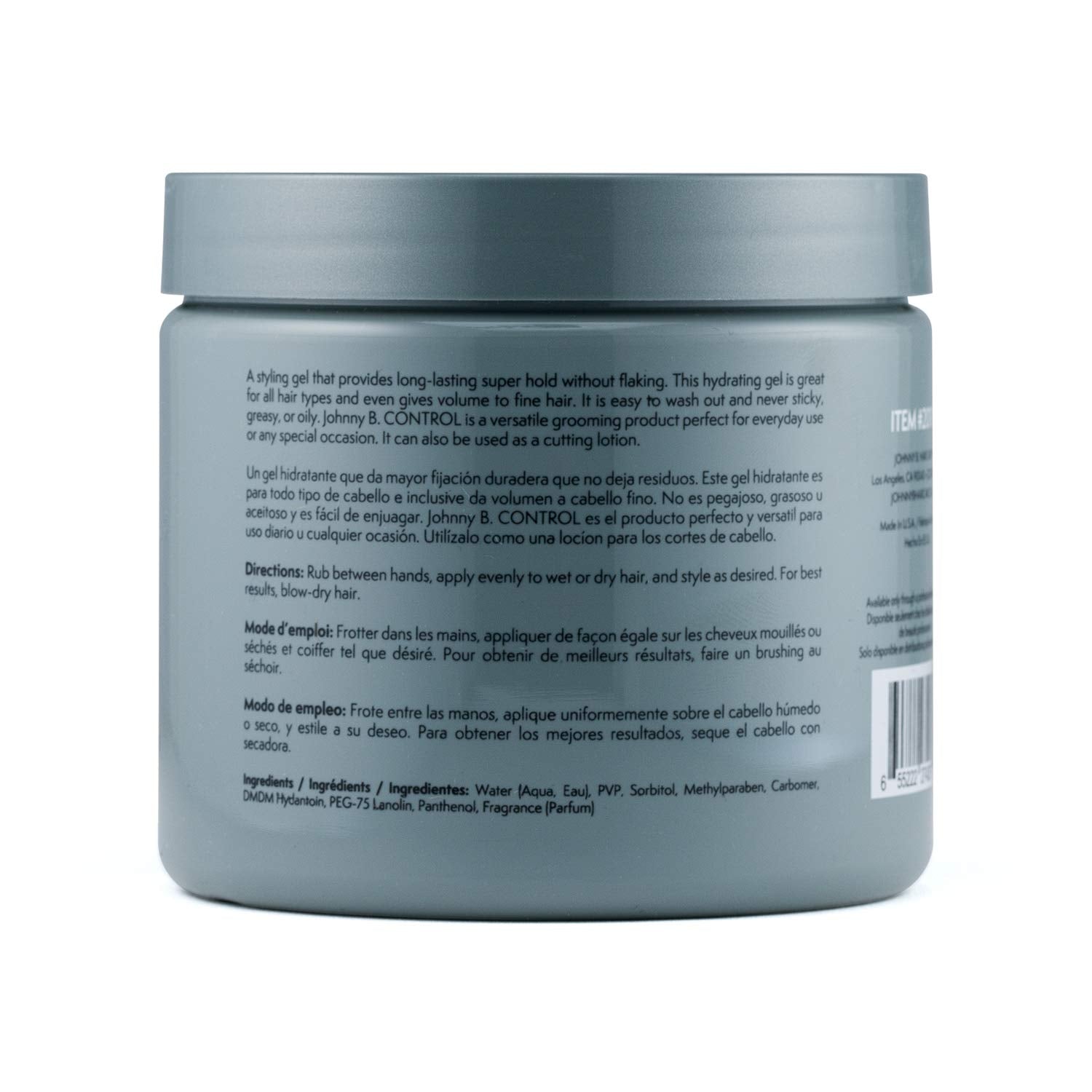 Hands applying JOHNNY B. Control gel for strong hold with no residue.