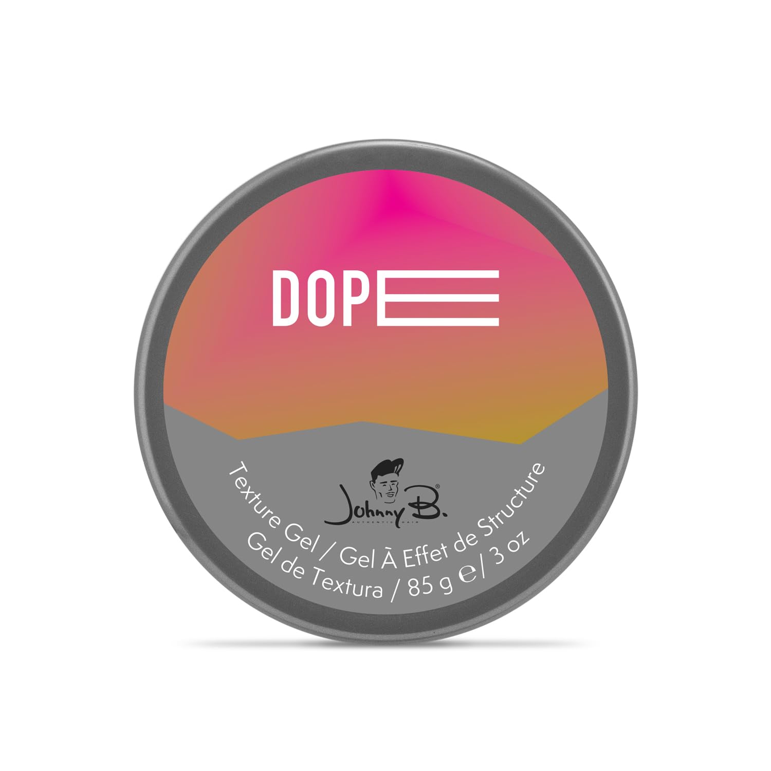 Johnny B. Dope Texture Gel on hair style demonstrates controlled shaping for straight or curly strands.