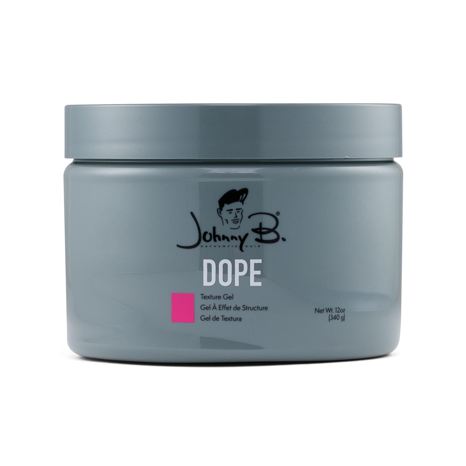 JOHNNY B. Dope texture gel jar showing flexible hold without crunch.