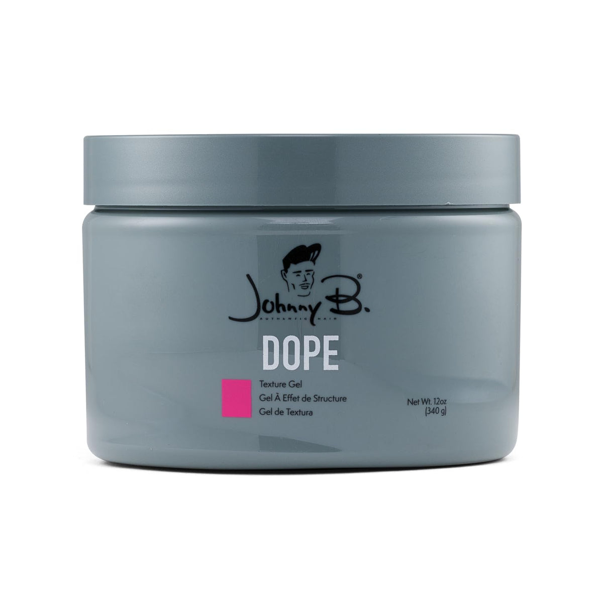 JOHNNY B. Dope texture gel jar showing flexible hold without crunch.