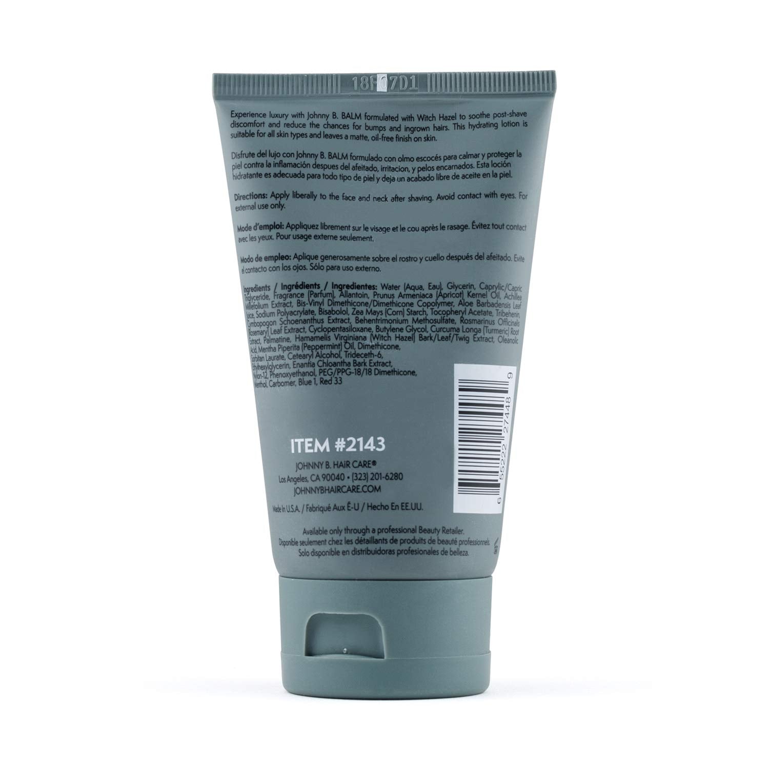 JOHNNY B. balm after shave dispensing action demonstrates quick cooling and comfort.