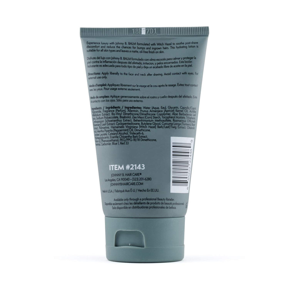 JOHNNY B. balm after shave dispensing action demonstrates quick cooling and comfort.