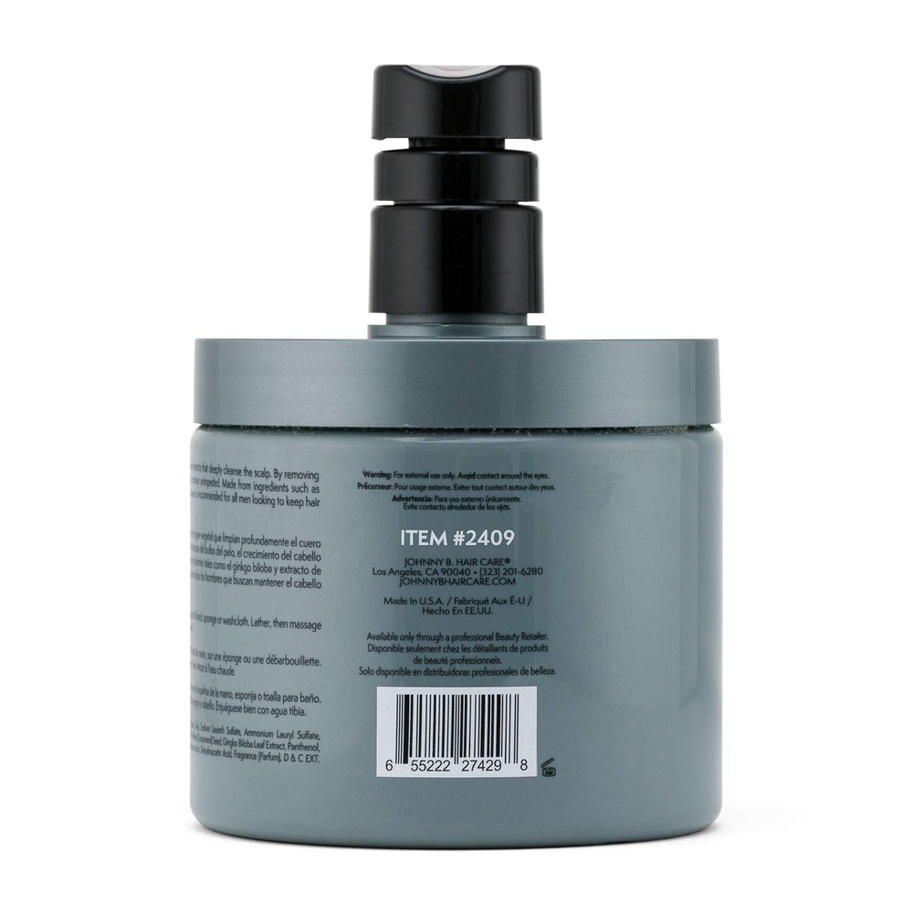 Johnny B. Professional Grow Hair Shampoo lather action shows thorough cleansing without drying hair.