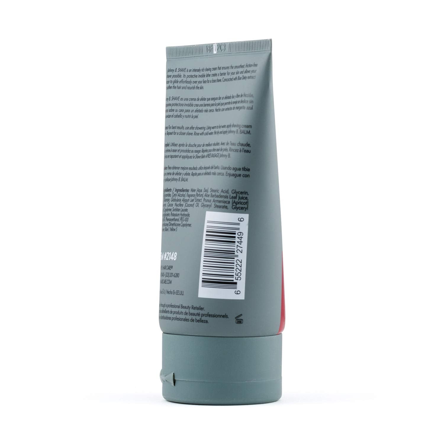 Johnny B shave cream skin-conditioning tube enhances post-shave softness.