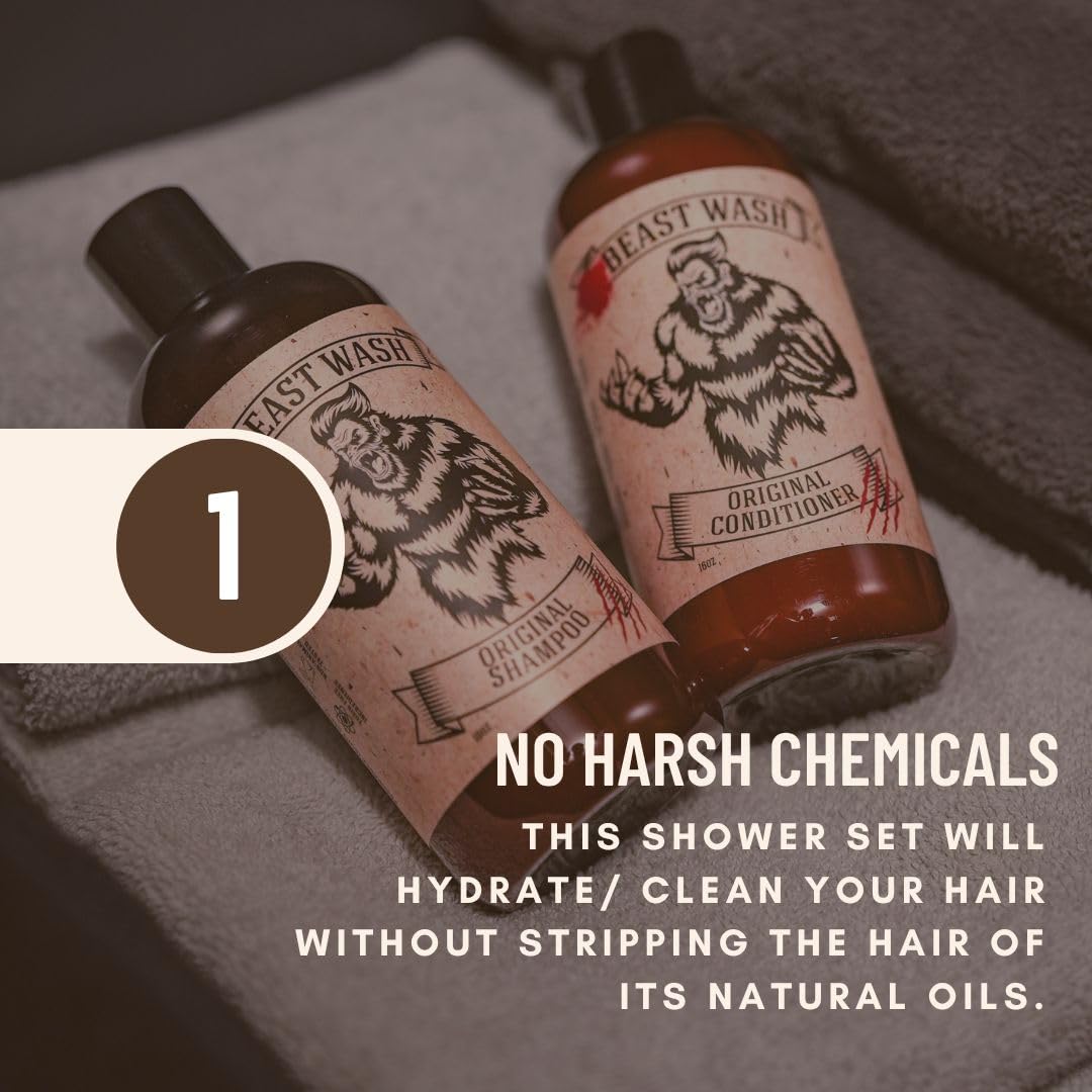 Johnny Slicks Beast Conditioner bottle promotes soft, healthy hair.