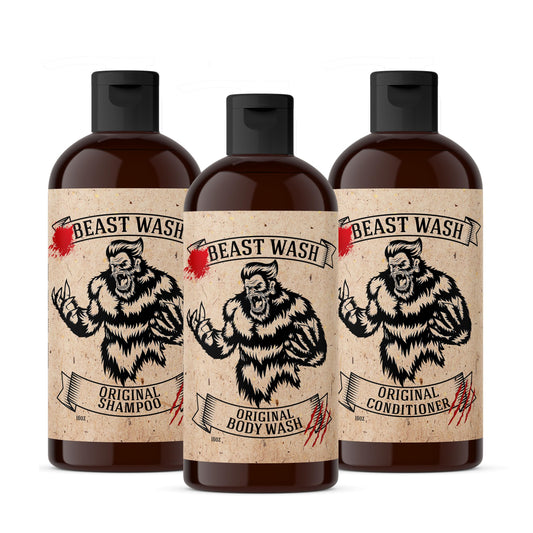 Johnny Slicks Beast Shower Set packaging highlights premium organic grooming kit.