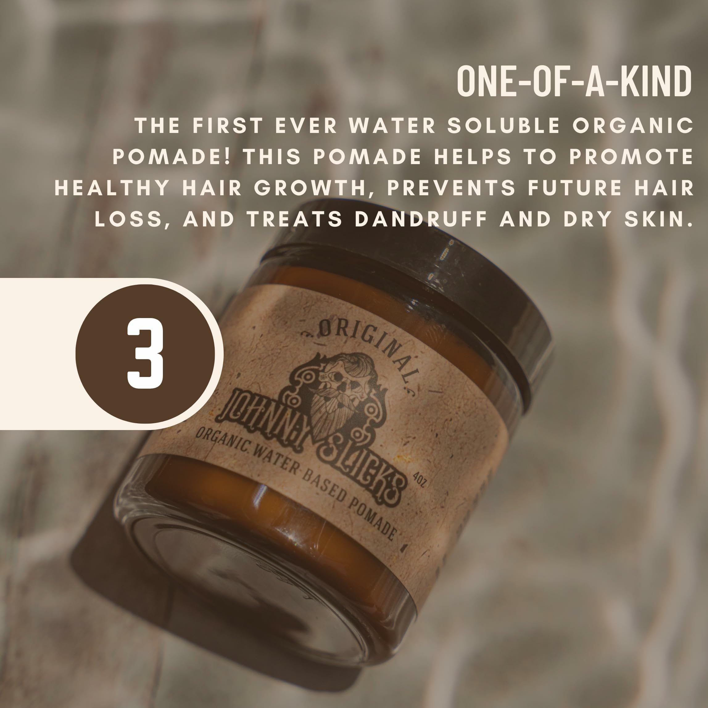 Johnny Slicks rugged scent label emphasizes juniper, cedarwood, and Cuban tobacco aroma.