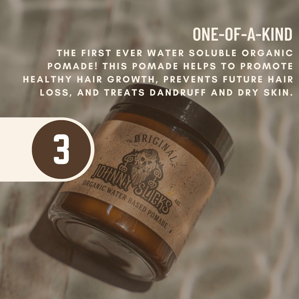 Johnny Slicks rugged scent label emphasizes juniper, cedarwood, and Cuban tobacco aroma.