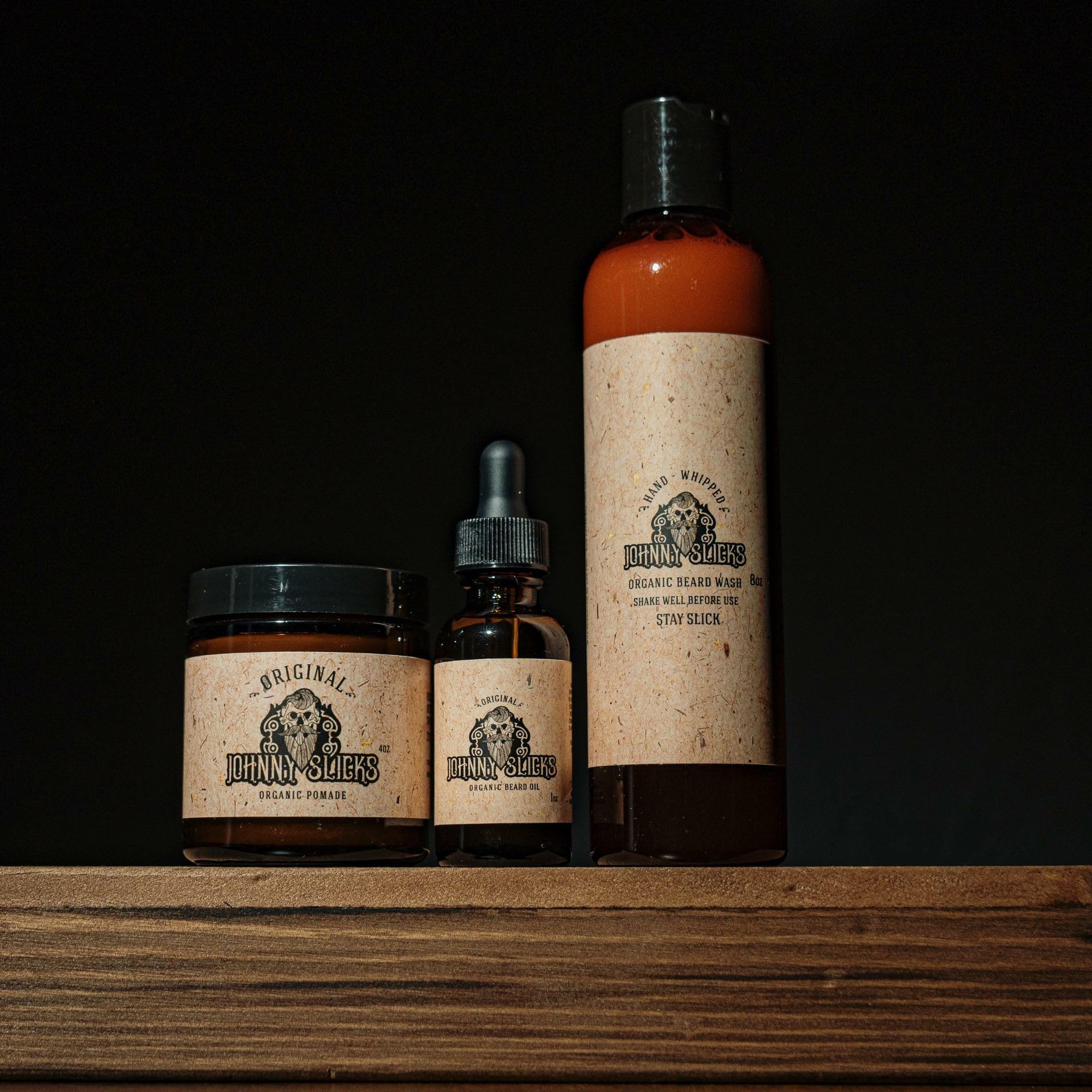 Johnny Slicks thinning hair kit pomade jar for strong, flexible hold and moisture