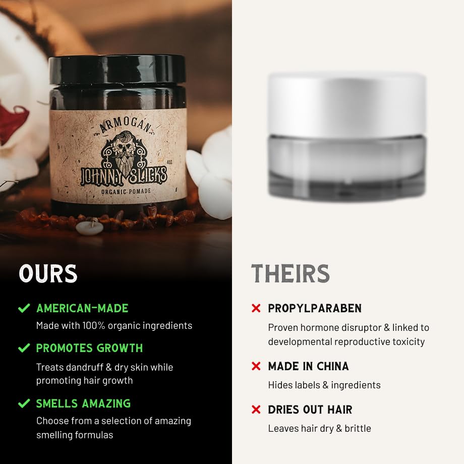 Johnny Slicks packaging conveys premium, organic grooming for men.
