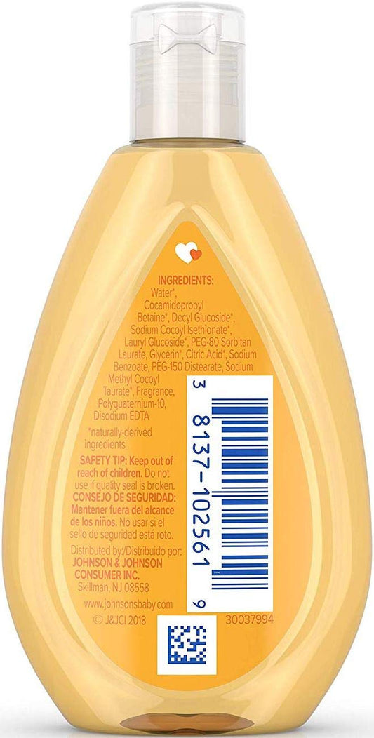 Johnson's Baby Shampoo No More Tears bottle highlighting tear-free use and gentle rinse
