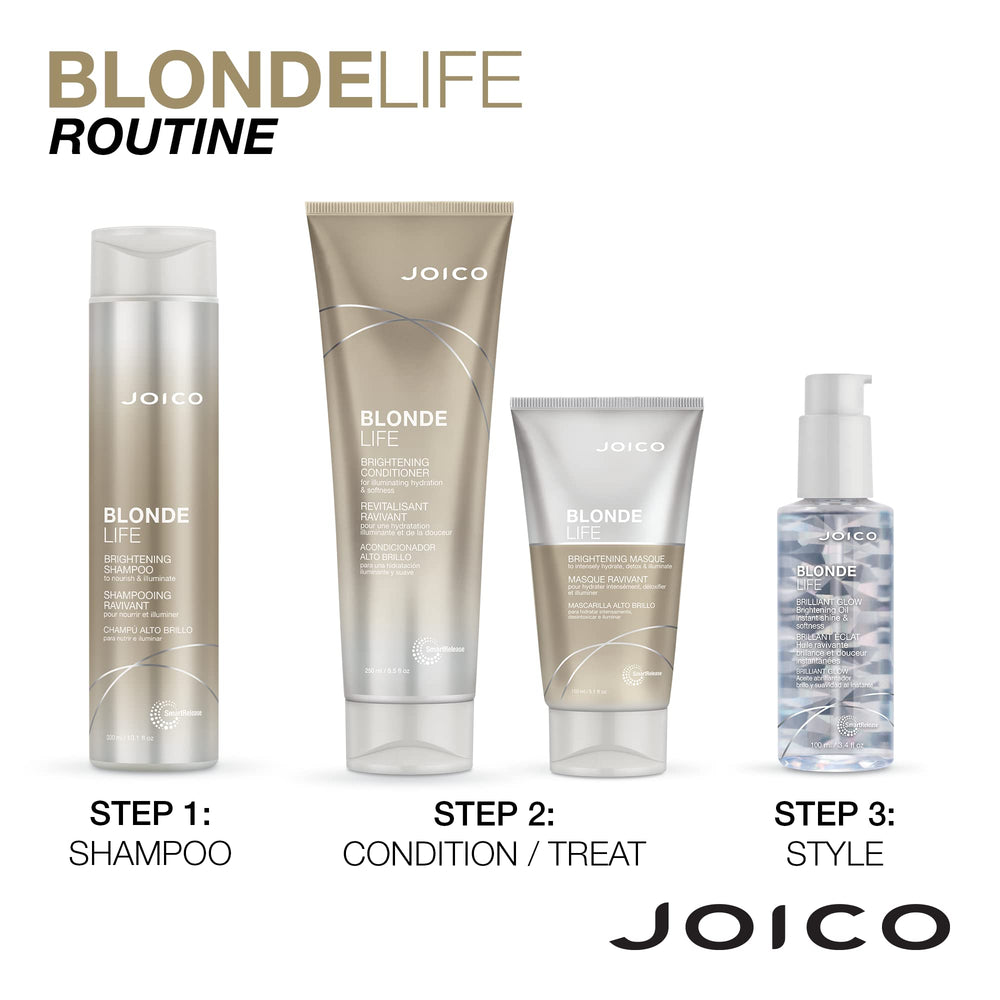 Joico Blonde Life brand logo closeup reinforcing premium salon quality