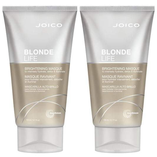 Joico Blonde Life Brightening Masque bottle displaying instant hydration for pale strands