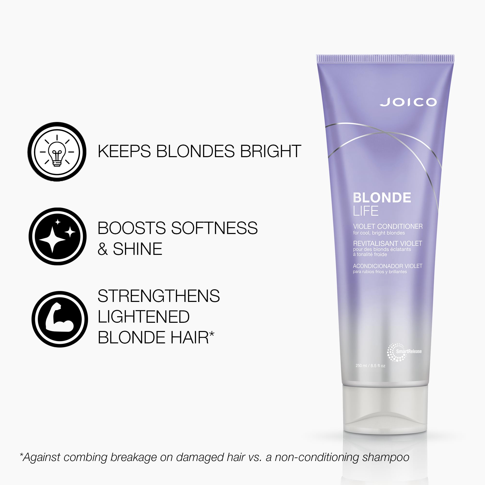 Joico Blonde Life shampoo lather demonstrates gentle brassy-neutralizing cleanse