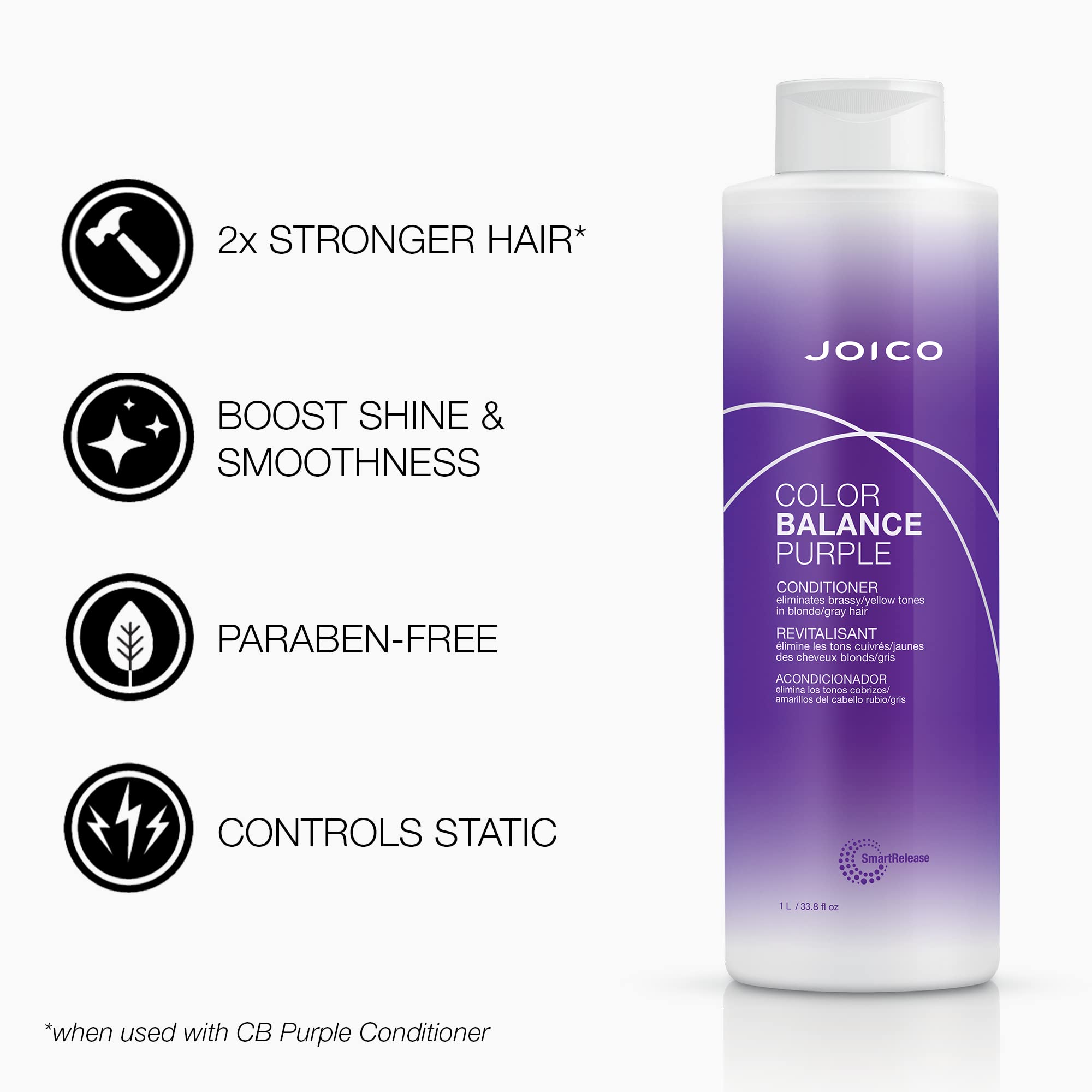 Joico Color Balance Purple Conditioner with pump for easy daily use.