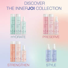 Bathroom shelf setup featuring Joico InnerJoi Hydration routine