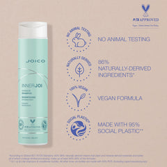 Vegan formula label on Joico InnerJoi Hydration bottle