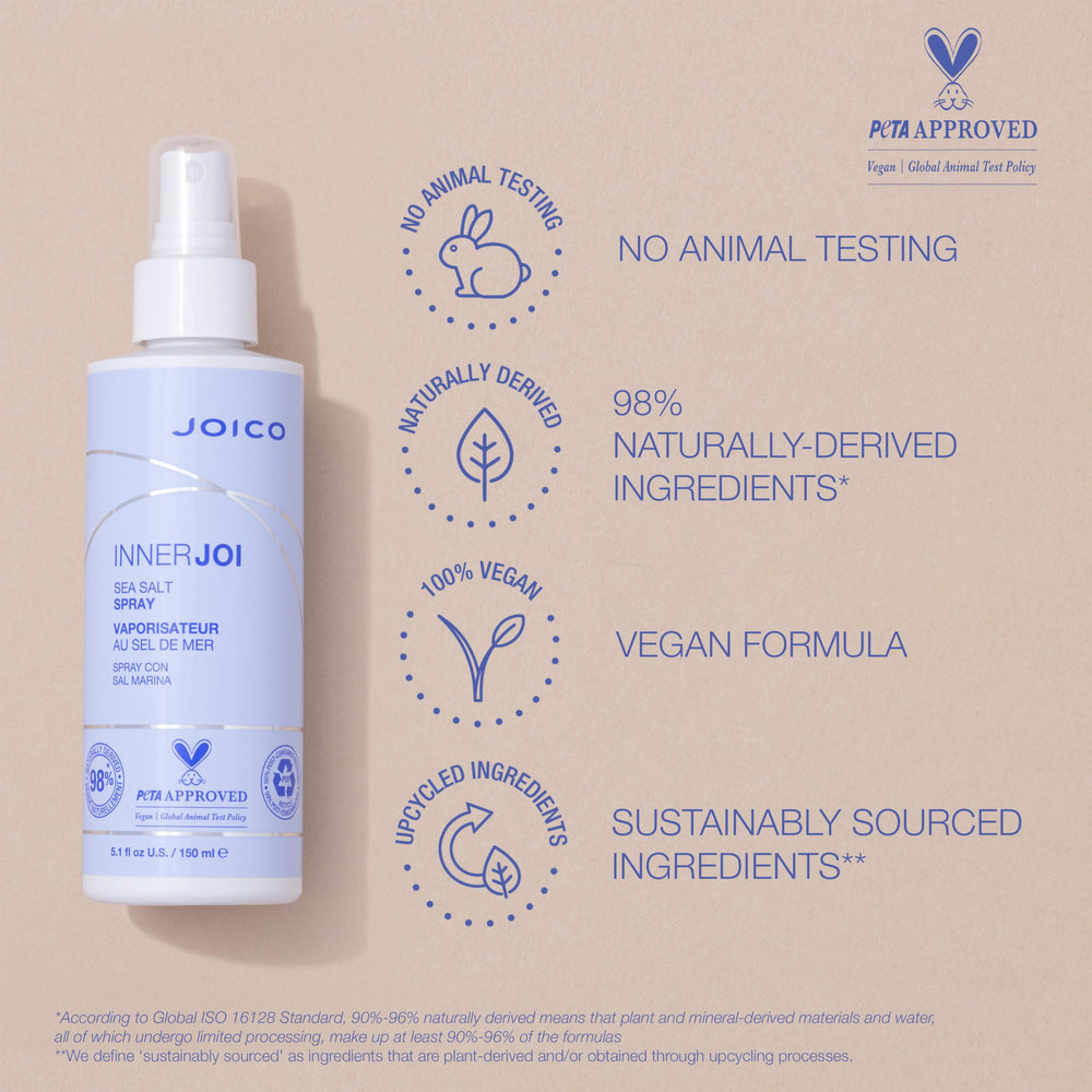 Joico InnerJoi Sea Salt Spray vegan formula supports clean styling