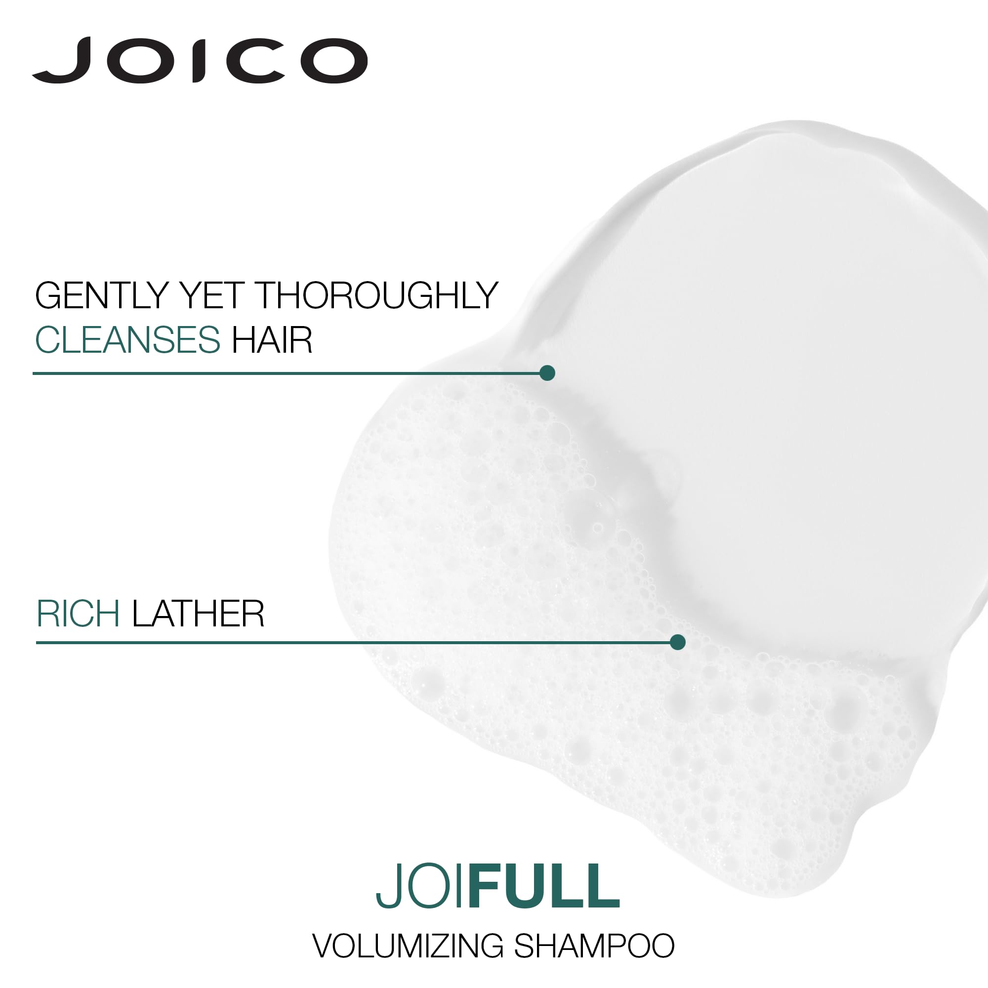 Joico JoiFULL bottle on display emphasizes premium formula and humidity protection.
