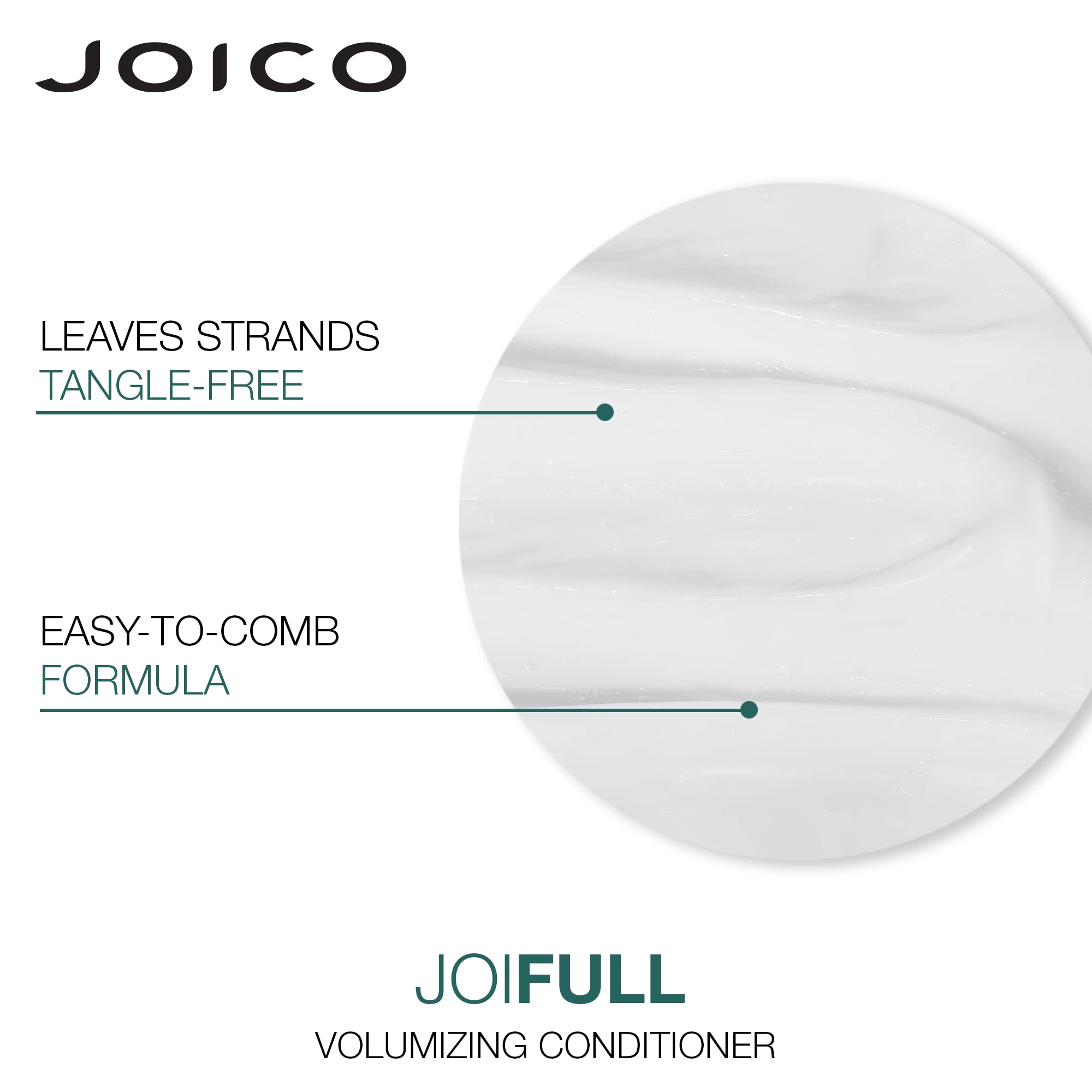 Joico JoiFULL hair shine close-up highlights glossy strands and movement.