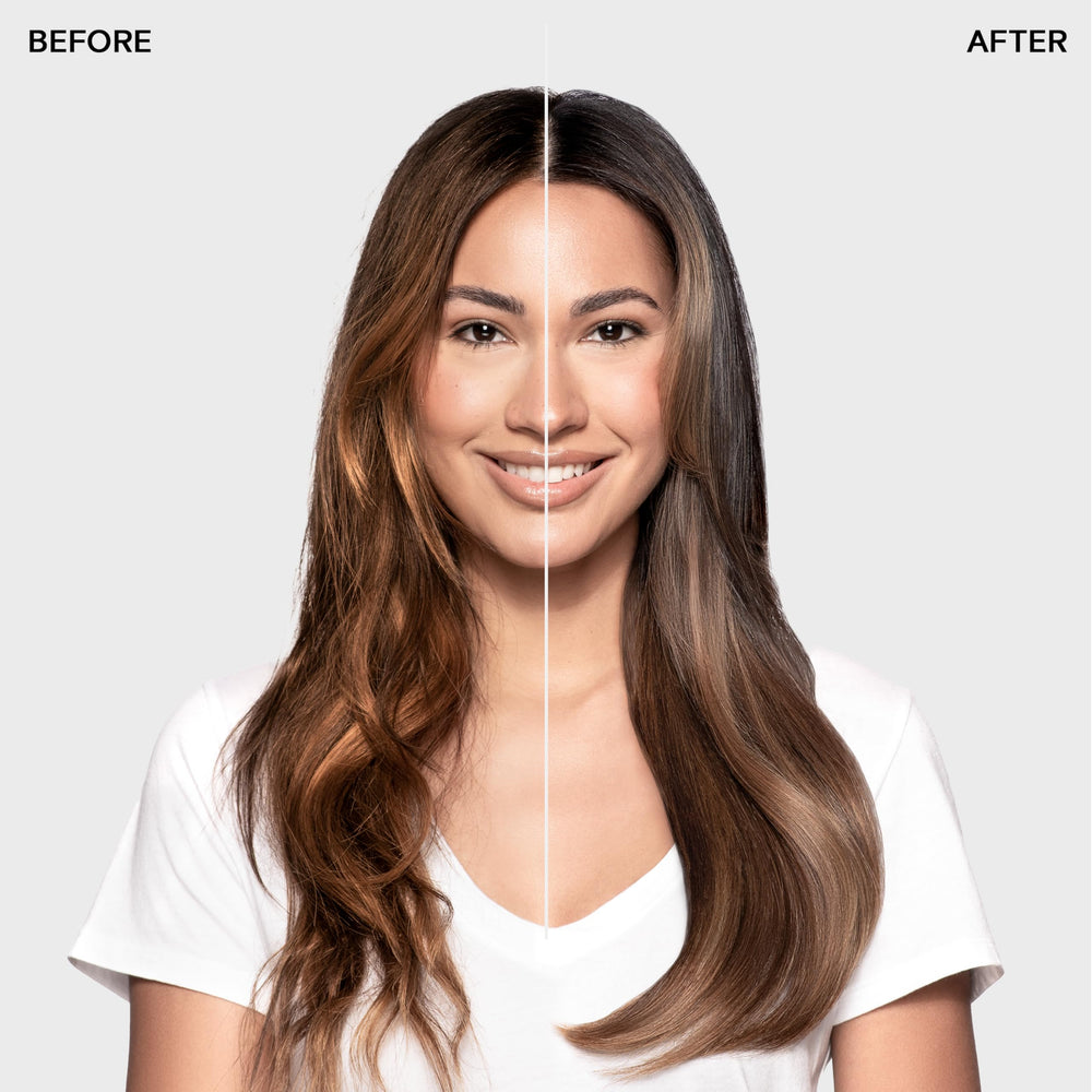 Joico K-PAK Color Therapy Luster Lock bottle label highlights keratin and argan oil benefits.