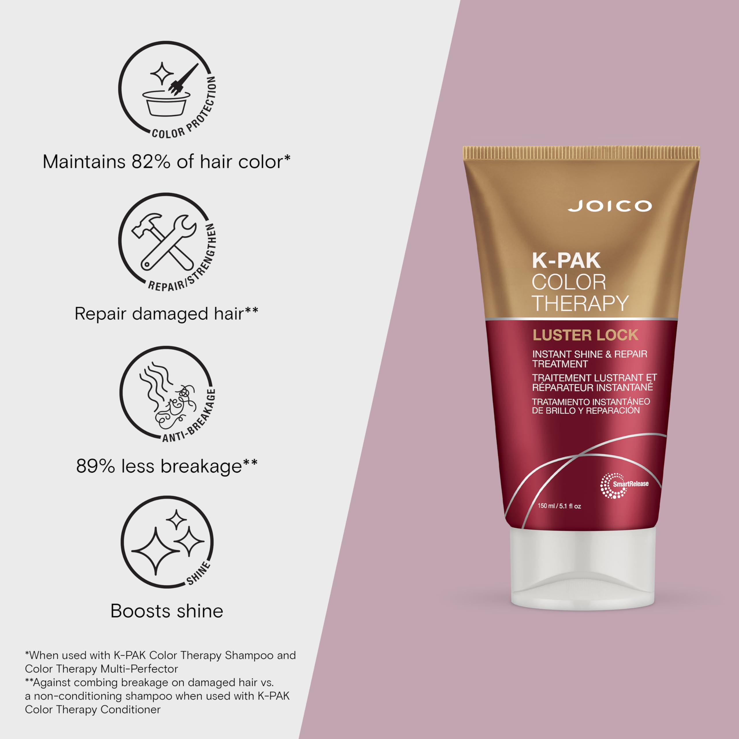 Joico K-PAK Color Therapy Luster Lock dispense close-up shows smoothing action.